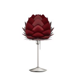 UMAGE Aluvia mini Tischleuchte-Rubinrot-Santé table in Stahl gebürstet