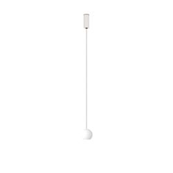 KOMOT KOS Solo S LED-Pendelleuchte-Weiß matt-Edelstahl-mundgeblasenes Opalglas-mit Tunable White (2200K - 4200K)