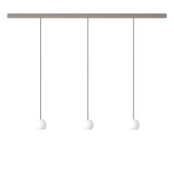 KOMOT KOS Trio S LED-Pendelleuchte-Schiene 150 cm Nickel matt-Schwarz-mundgeblasenes Opalglas-mit Tunable White (2200K - 4200K)