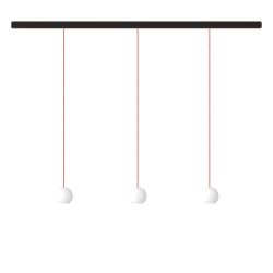 KOMOT KOS Trio S LED-Pendelleuchte-Schiene 150 cm Schwarz matt-Orange-mundgeblasenes Opalglas-mit Tunable White (2200K - 4200K)