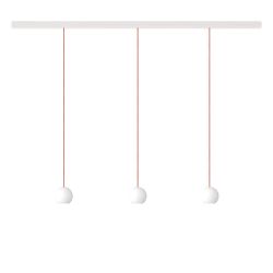 KOMOT KOS Trio S LED-Pendelleuchte-Schiene 150 cm Weiß matt-Orange-mundgeblasenes Opalglas-mit Tunable White (2200K - 4200K)