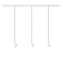 KOMOT KOS Trio S LED-Pendelleuchte-Schiene 200 cm Weiß matt-Schwarz-mundgeblasenes Opalglas-mit Tunable White (2200K - 4200K)