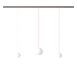 KOMOT KOS Trio SL LED-Pendelleuchte-Schiene 150 cm Nickel matt-Orange-mundgeblasenes Opalglas-mit Tunable White (2200K - 4200K)