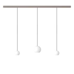 KOMOT KOS Trio SL LED-Pendelleuchte-Schiene 150 cm Nickel matt-Schwarz-mundgeblasenes Opalglas-mit Tunable White (2200K - 4200K)