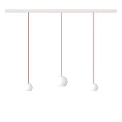 KOMOT KOS Trio SL LED-Pendelleuchte-Schiene 150 cm Weiß matt-Orange-mundgeblasenes Opalglas-mit Tunable White (2200K - 4200K)