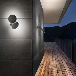 Studio Italia Design Puzzle Outdoor Double Round LED-Wandleuchte-Weiß matt-mit LED (3000K)