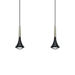 Lodes Rain Sospensione LED-Pendelleuchte 2-flammig-Schwarz matt/Gold-mit LED (2700K)