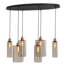 Masterlight Ortona Pendelleuchte 6-flammig oval-2x Glas groß / 2x Glas medium / 2x Glas klein-Gold matt