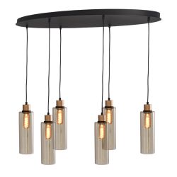 Masterlight Ortona Pendelleuchte 6-flammig oval-6x Glas klein-Gold matt