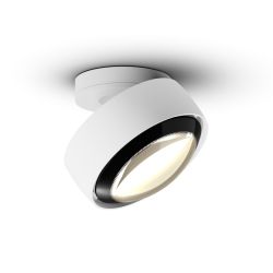 Occhio Più alto up VOLT LED-Deckenstrahler-Kopf/head Weiß matt-Aufbaudose/base Weiß matt-Linse Schwarz glänzend-Contour C80-mit LED (2700K)