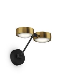 Occhio Sento parete doppio up 20 LED-Wandleuchte-Kopf/head Bronze-Körper/body Schwarz matt-Aufbaudose/base Schwarz matt-Kopfeinsatz Sento E Linse/Glas-mit Occhio air Modul-mit LED (2700K)