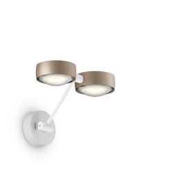 Occhio Sento parete doppio up 20 LED-Wandleuchte-Kopf/head Gold matt-Körper/body Weiß matt-Aufbaudose/base Weiß matt-Kopfeinsatz Sento E Linse/Glas-mit Occhio air Modul-mit LED (2700K)