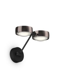 Occhio Sento parete doppio up 20 LED-Wandleuchte-Kopf/head Phantom-Körper/body Schwarz matt-Aufbaudose/base Schwarz matt-Kopfeinsatz Sento E Linse/Glas-mit Occhio air Modul-mit LED (2700K)