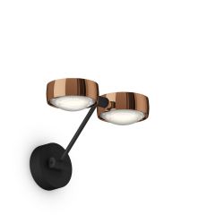 Occhio Sento parete doppio up 20 LED-Wandleuchte-Kopf/head Rose Gold-Körper/body Schwarz matt-Aufbaudose/base Schwarz matt-Kopfeinsatz Sento E Linse/Glas-mit Occhio air Modul-mit LED (2700K)