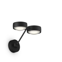 Occhio Sento parete doppio up 20 LED-Wandleuchte-Kopf/head Schwarz matt-Körper/body Schwarz matt-Aufbaudose/base Schwarz matt-Kopfeinsatz Sento E Linse/Glas-mit Occhio air Modul-mit LED (2700K)