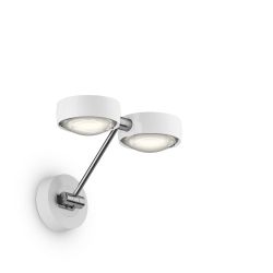 Occhio Sento parete doppio up 20 LED-Wandleuchte-Kopf/head Weiß glänzend-Körper/body Chrom-Aufbaudose/base Weiß glänzend-Kopfeinsatz Sento E Linse/Glas-mit Occhio air Modul-mit LED (2700K)