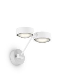 Occhio Sento parete doppio up 20 LED-Wandleuchte-Kopf/head Weiß matt-Körper/body Weiß matt-Aufbaudose/base Weiß matt-Kopfeinsatz Sento E Linse/Glas-mit Occhio air Modul-mit LED (2700K)