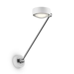 Occhio Sento parete singolo up 40 LED-Wandleuchte-Kopf/head Weiß glänzend-Körper/body Chrom-Aufbaudose/base Weiß glänzend-Kopfeinsatz Sento E Linse/Glas-mit Occhio air Modul-mit LED (2700K)