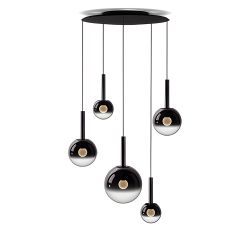 Occhio Luna sospeso cloud 5 LED-Pendelleuchte-Kopf/head Phantom-Baldachin/body Schwarz matt