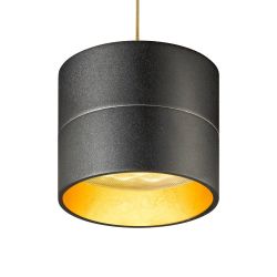 Oligo Tudor S LED-Pendelleuchte 1-flammig mit unsichtbarer Höhenverstellung-Schwarz matt/Blattgold-mit Tunable White (2200K - 5000K)