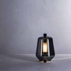 Prandina Luisa T1 LED-Tischleuchte-Schwarz matt-Spiegel metallisiert-mit LED (2700K)