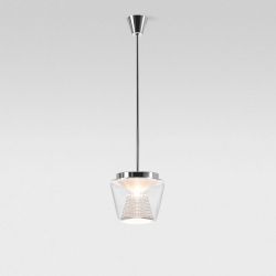 Serien Lighting Annex Suspension L LED-Pendelleuchte-Glasschirm klar - Reflektor Kristall-Tube Stahlrohrabhängung-mit LED (2700K)