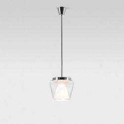 Serien Lighting Annex Suspension L LED-Pendelleuchte-Glasschirm klar - Reflektor opal-Tube Stahlrohrabhängung-mit LED (2700K)