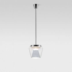 Serien Lighting Annex Suspension L LED-Pendelleuchte-Glasschirm klar - Reflektor poliert-Tube Stahlrohrabhängung-mit LED (2700K)