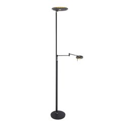 Steinhauer Turound LED-Deckenfluter mit Leselicht-Schwarz-Rauchglas-mit LED (2700K)