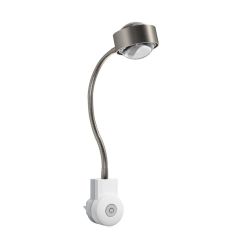 Top Light Puk Flexlight Plug Steckdosenleuchte-Nickel matt-Armlänge 30 cm-Linse klar-Linse klar