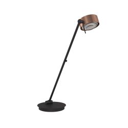 Top Light Puk! 120 Table Avantgarde LED-Tischleuchte-Kupfer gebürstet/Schwarz matt-Glas matt-Linse klar-Höhe 600 mm-mit LED (2700K)