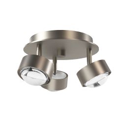 Top Light Puk Mini Turn Trio LED-Deckenleuchte-Nickel matt-Linse klar