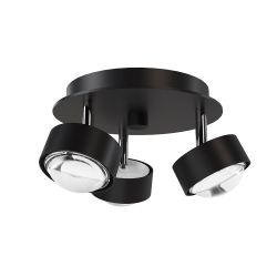 Top Light Puk Mini Turn Trio LED-Deckenleuchte-Schwarz matt-Linse klar